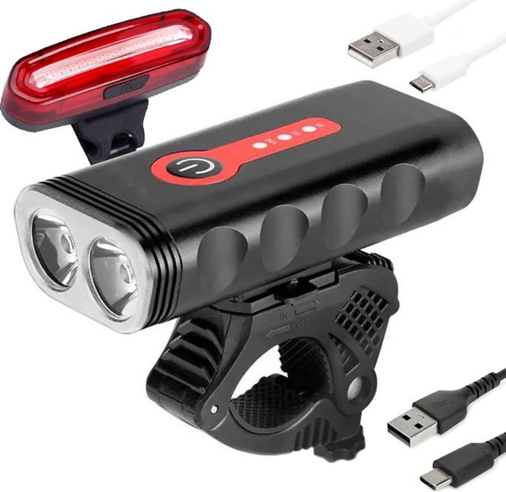 Lampy výkonné LED světla na kole přední + zadní USB světlo Obrázek produktu 