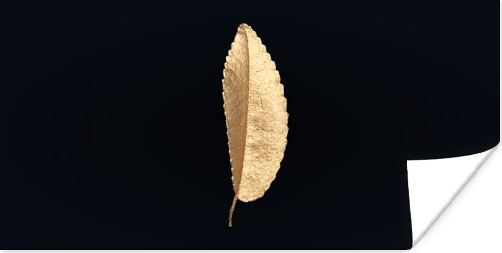 MuchoWow Poster Blätter - Schwarz und Gold - Luxus - Chic - Natur 150x75 cm - ohne Rahmen