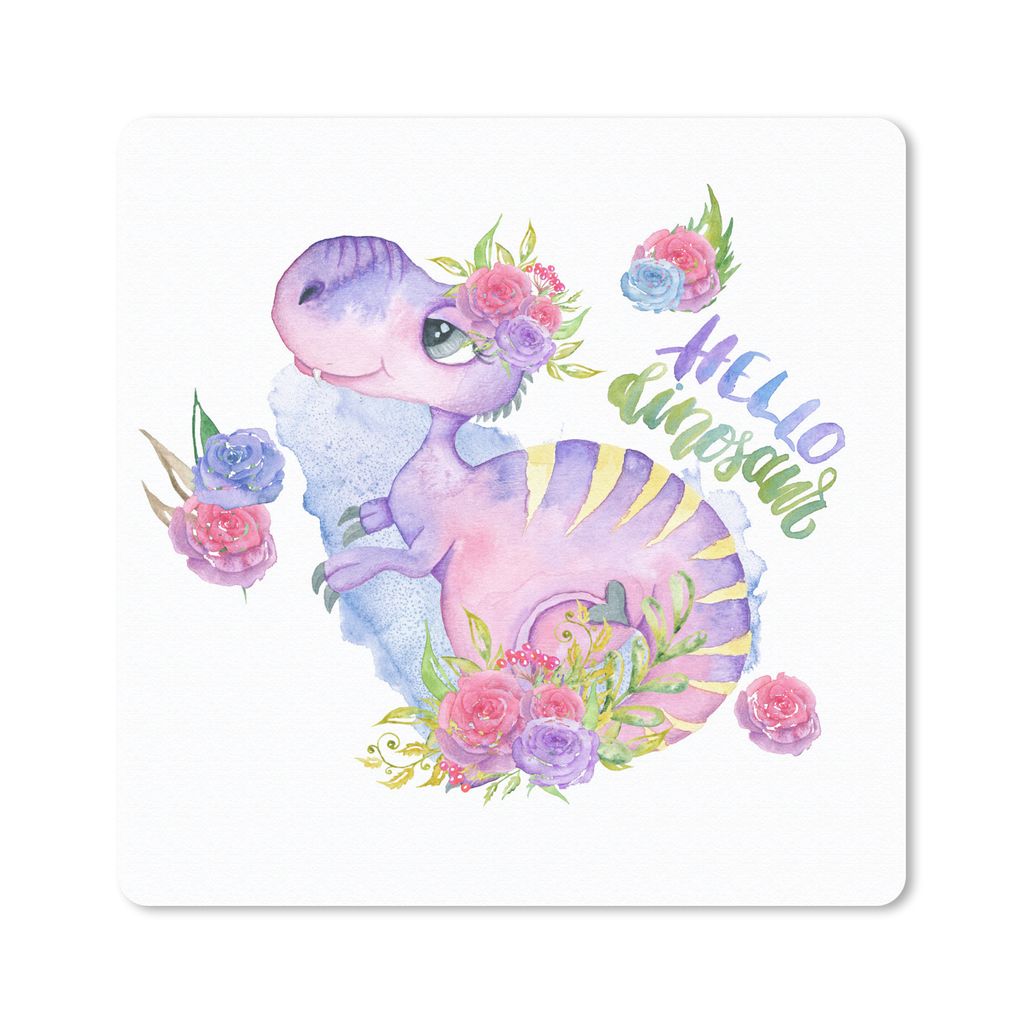 MuchoWow Mauspad Mousepad Dinosaurier - Kinderzimmer - Zitat - Mädchen - Kinder - Rosa 20x20 cm - Mousepads - Maus Mat - Pad - Mausunterlage - D...