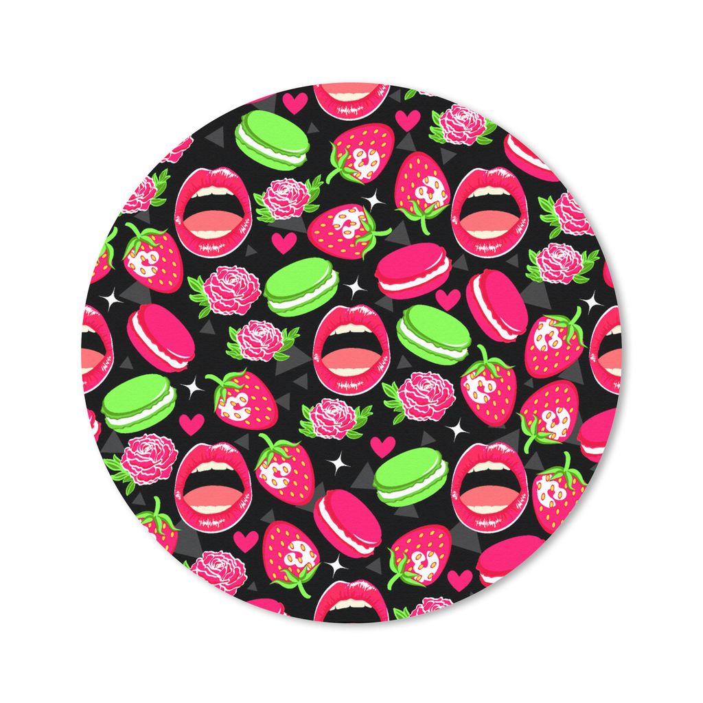 MuchoWow Mauspad Mousepad Lebensmittel - Muster - Rosa 30x30 cm - Mousepads - Maus Mat - Pad - Mausunterlage - Tischunterlage - Schreibtischmatten