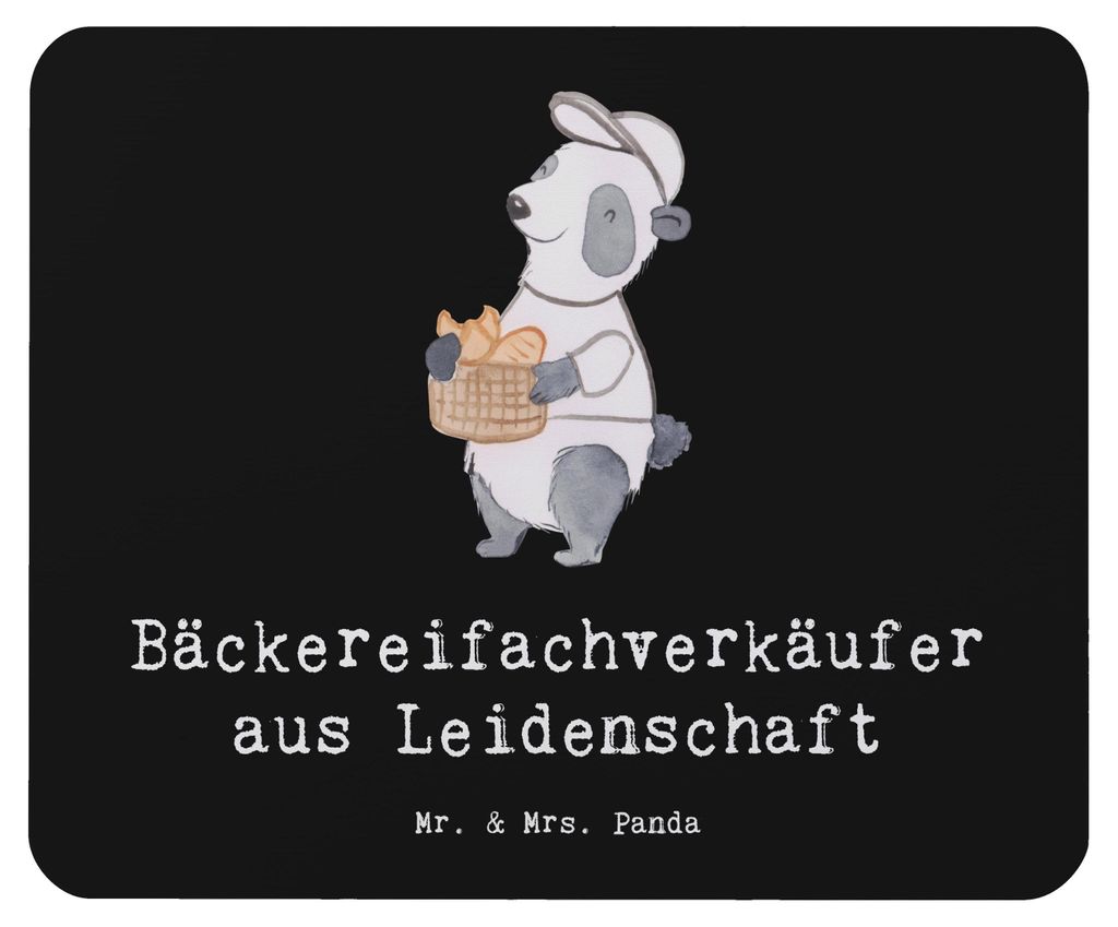 Mr. & Mrs. Panda Mauspad Bäckereifachverkäufer Leidenschaft - Schwarz - Geschenk, Backstube, pc mausunterlage, Mouse Pad, Bäckerei, mousepad, Be...