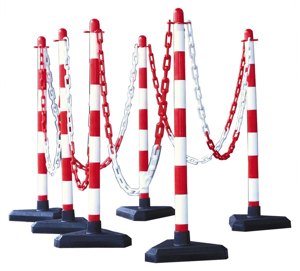 Moravia Kettenständer Set mit Dreiecksfuß rot/weiß 10 m Produktbild 
