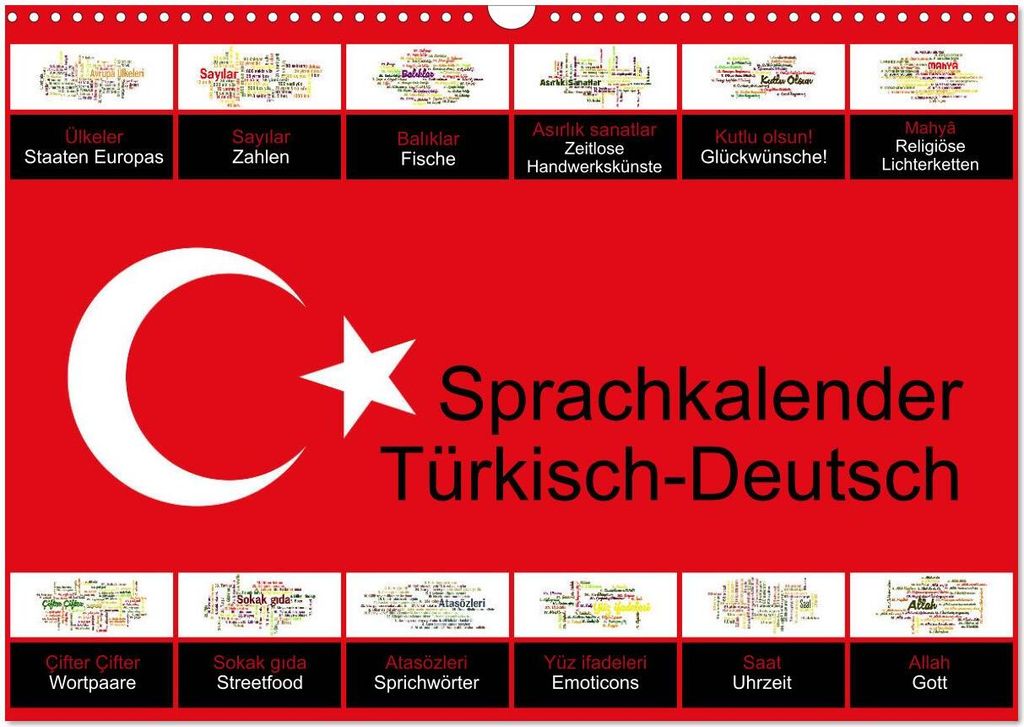 Sprachkalender Türkisch-Deutsch (Wandkalender 2026 DIN A3 quer), CALVENDO Monatskalender