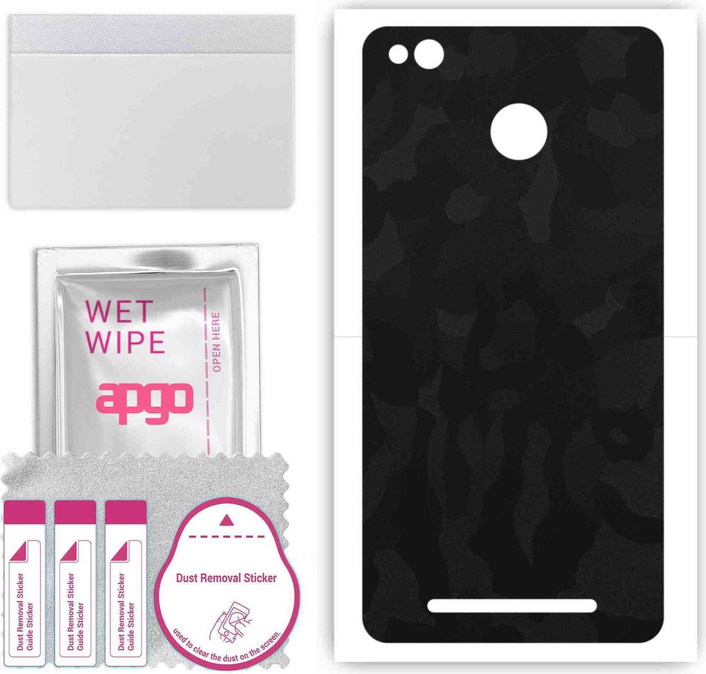apgo Rückseite Schutzfolie, Skin, kompatibel mit Xiaomi Redmi 3 Pro, Hinten Displayschutzfolie aus Vinylfolie, kratzfest, einfache Montage - Schwa...