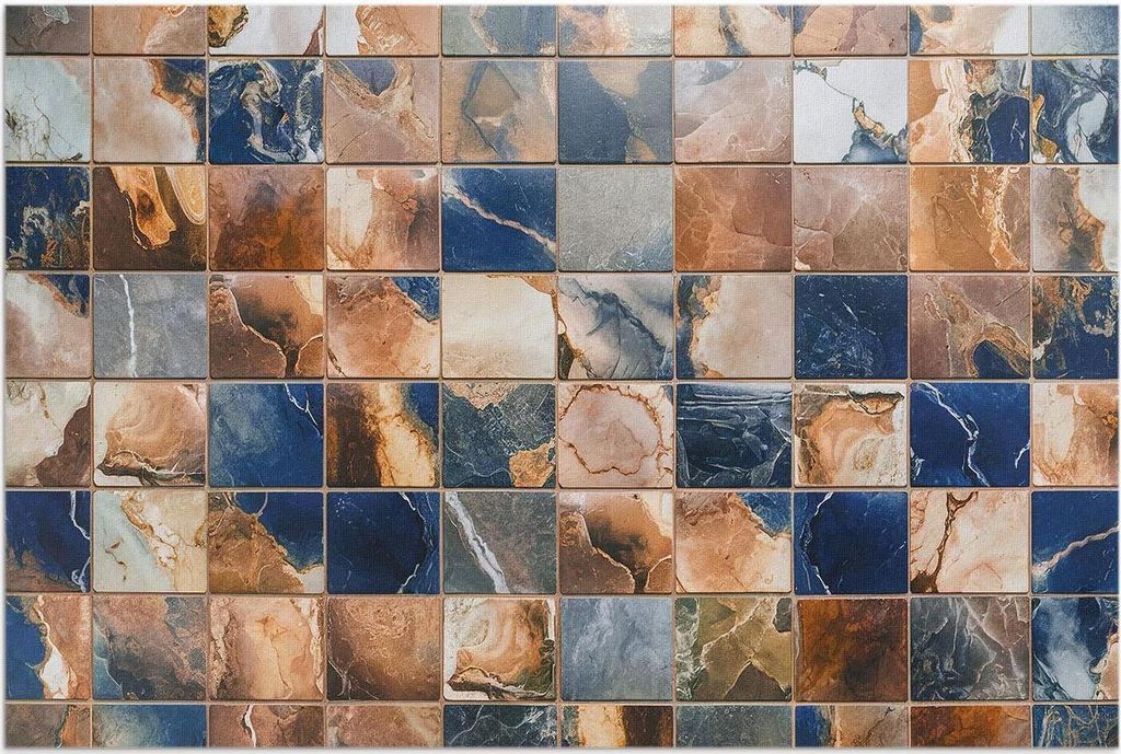 Stilisierte Vintage-Steinfliesen mit Mosaik – Vinylteppich – 120x180 cm – Outdoor Teppich – Terrasse – Wetterfest – Modern
