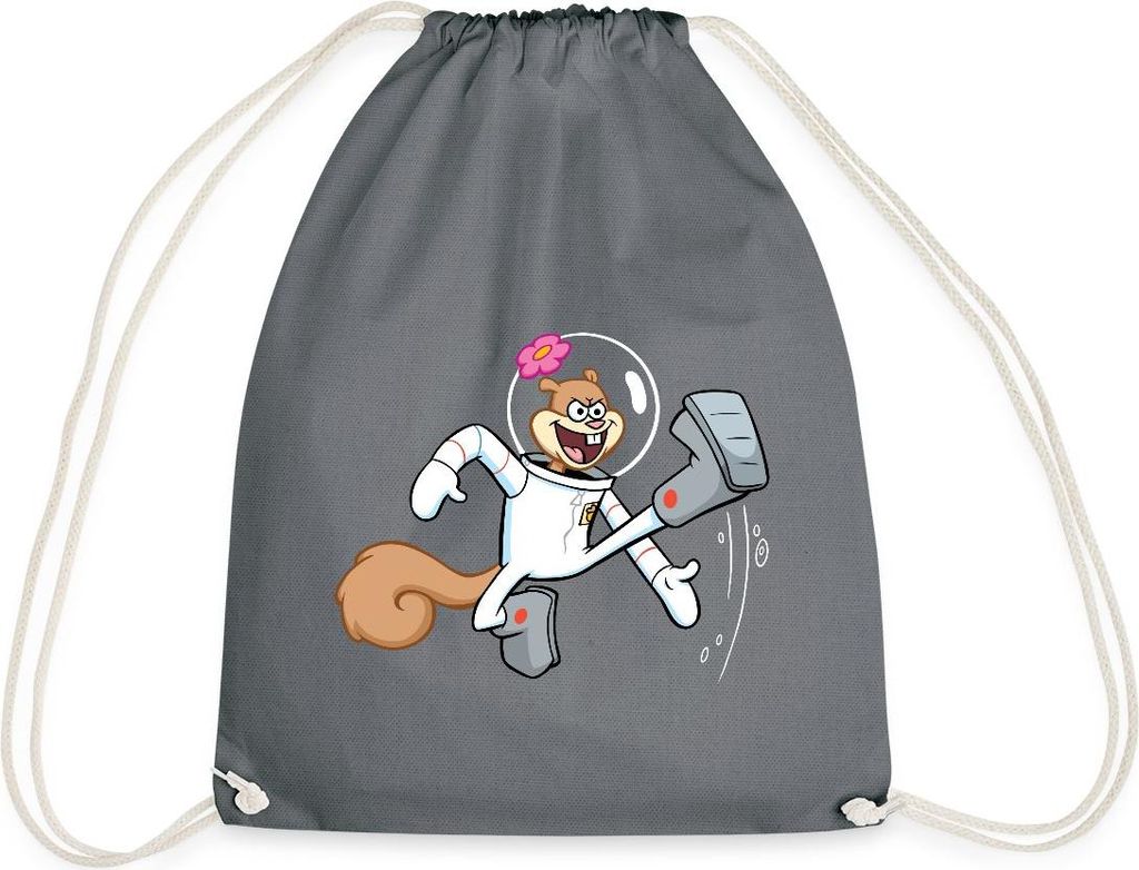 Spreadshirt Spongebob Schwammkopf Sandy Cheeks Design Turnbeutel, One size, Grau