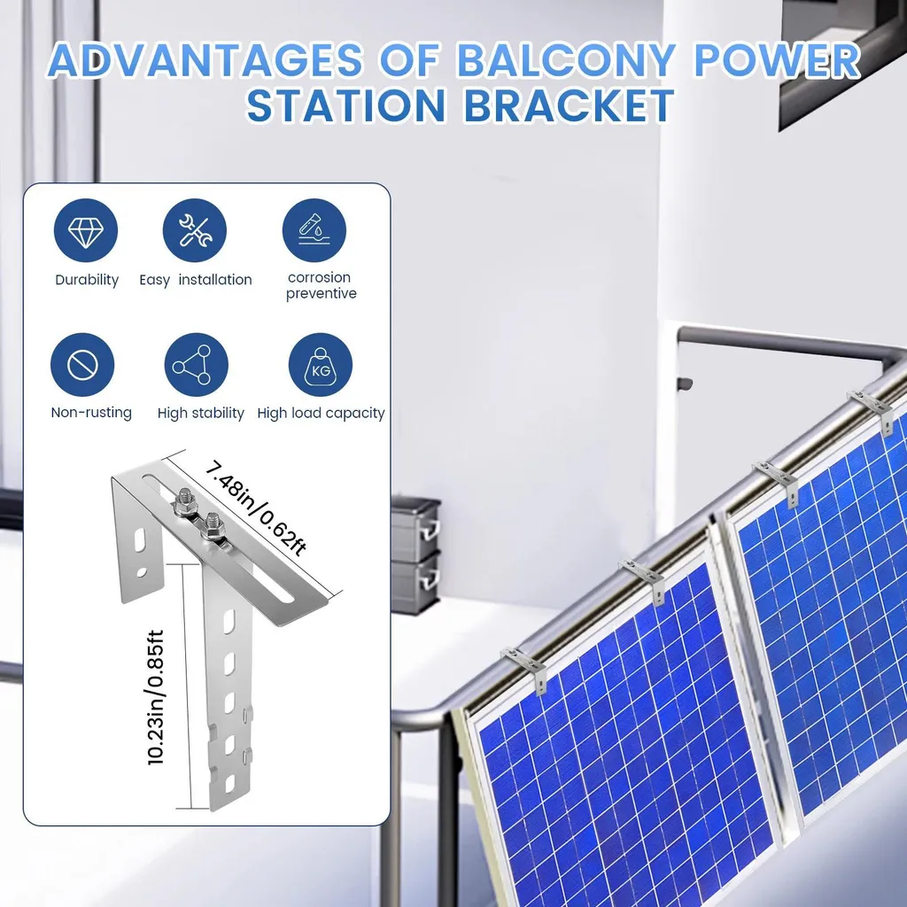 Kit de fixation balcon pour centrale solaire - Support réglable (x2)