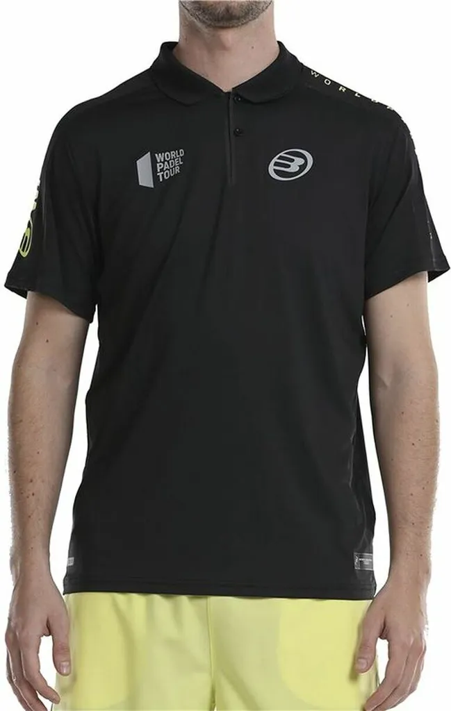 Maillot de padel type polo Bullpadel Liceo noir pour homme sportif S