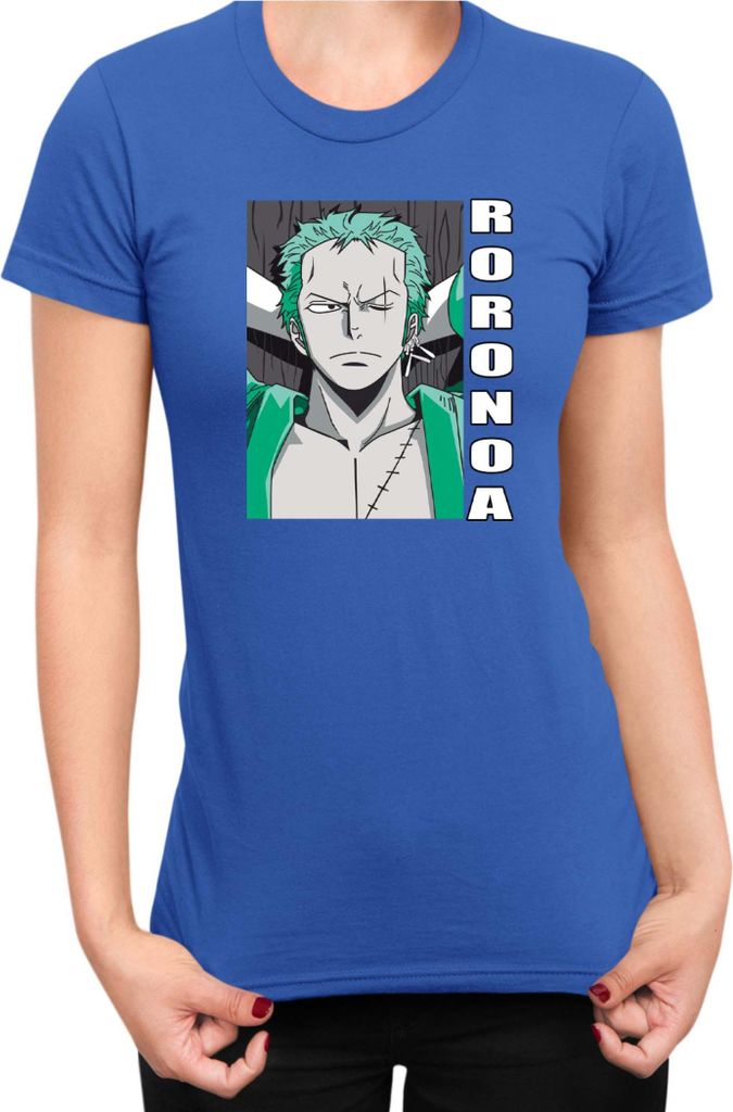 Damen T-Shirt Japan Manga Anime Comics Animation One Manga Piece Anime Zoro Sword Master, Lady XS / Blau