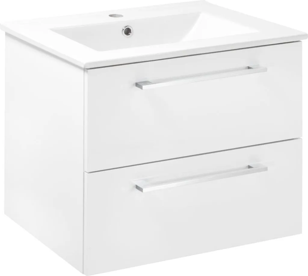 Armoire de toilette 60 cm avec lavabo finition laquée haute brillance
