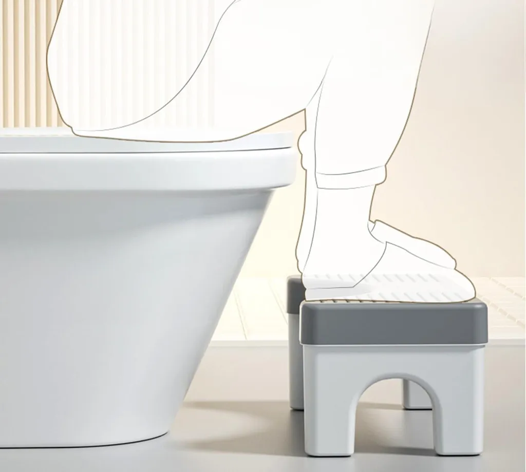 Tabouret physiologique pliable blanc Mujiluxe avec surface antiglisse