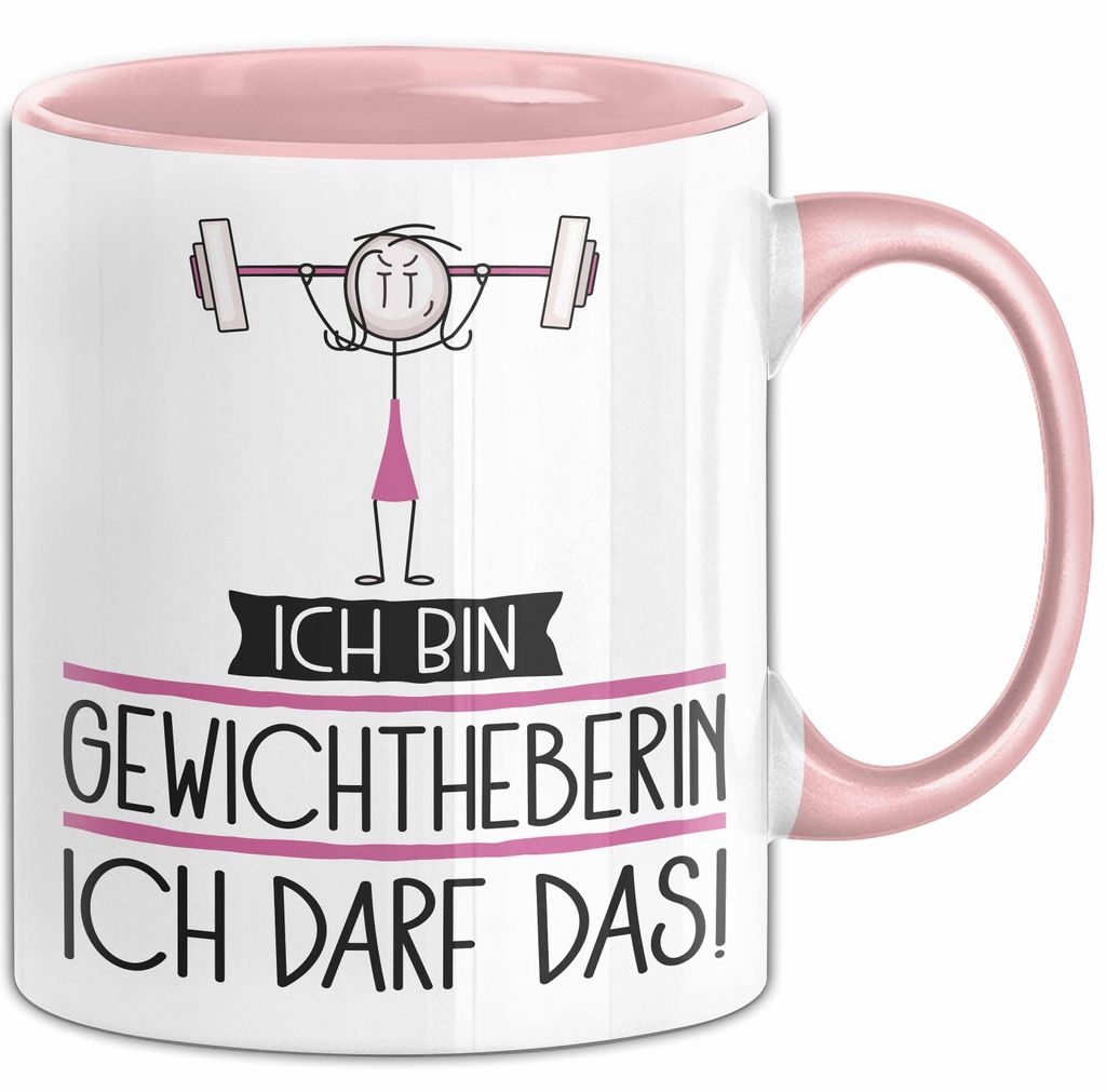 Geschenk für Gewichtheberin Tasse Lustige Geschenkidee Geburtstag Ich Bin Gewichtheberin Ich Darf Das (Rosa)