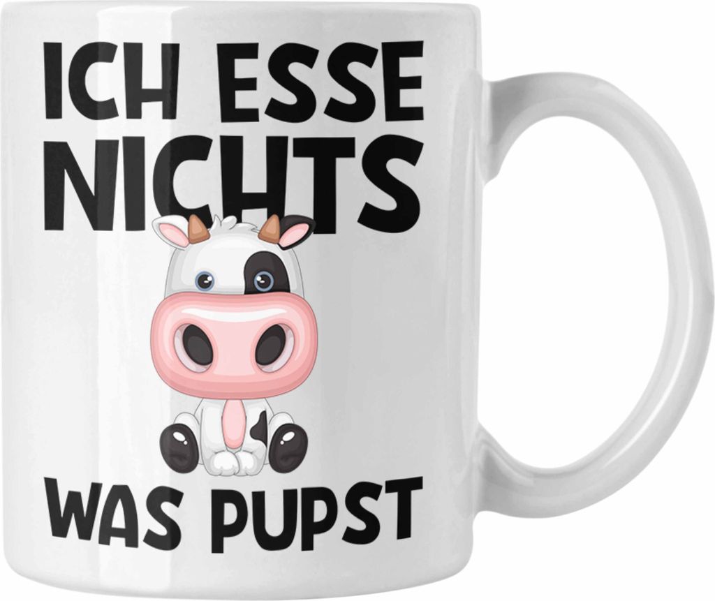 Trendation - Veganer Tasse Geschenk Ich Esse Nichts Was Pupst Vegetarier Vegan Geschenkidee Lustiger Spruch (Weiß)