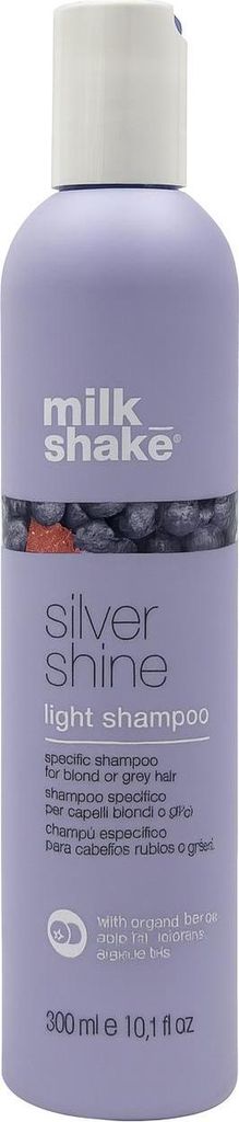 A product shot of a bottle of Milk_Shake Silver Shine Light Shampoo.