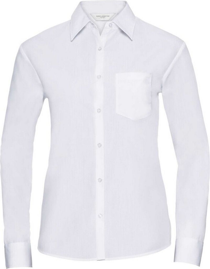 Russell Collection - Formelles Hemd Pflegeleicht für Damen Langärmlig PC5740 (3XL) (Weiß)