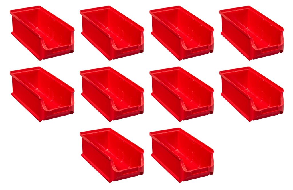 10x Stapelboxen Stapelbehälter Sichtlagerboxen Lagerboxen Sichtboxen rot/schwarz 