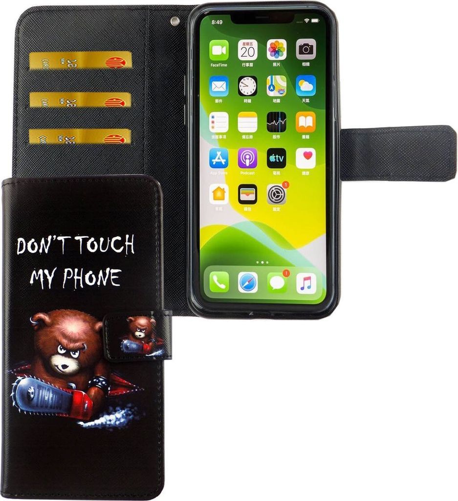 Apple iPhone 11 Pro Tasche Handy Hülle Schutz-Cover Flip-Case mit Kartenfach Don't touch my phone