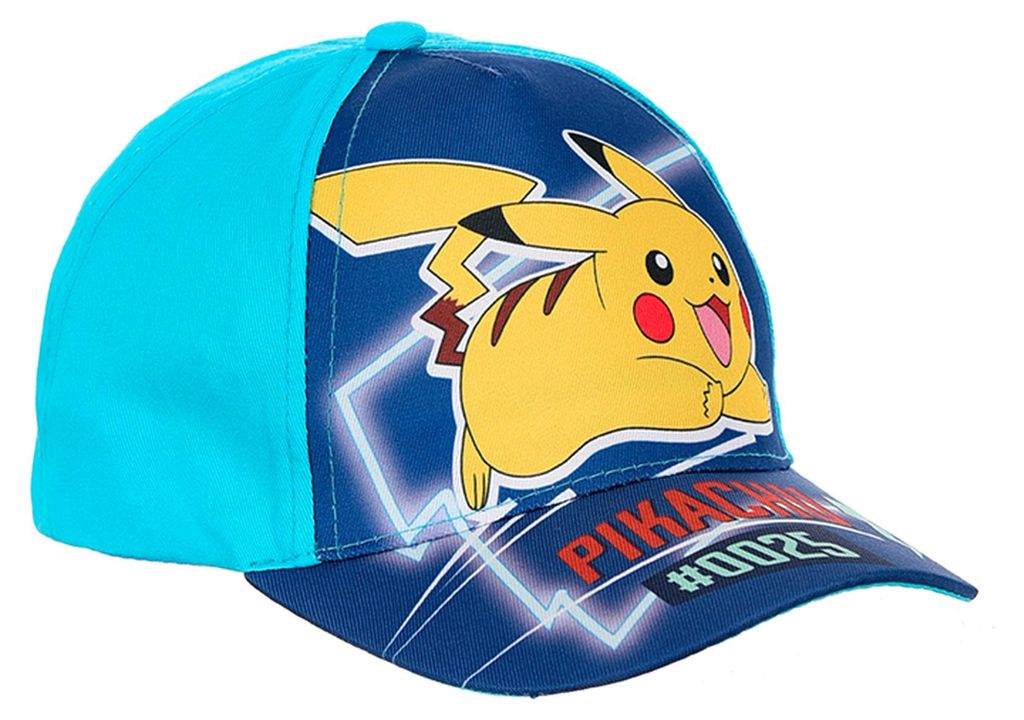 Pokemon Pikachu Cap Kinder Jungen Basecap Größe 52 54, Farbe:Türkis, Größe:54