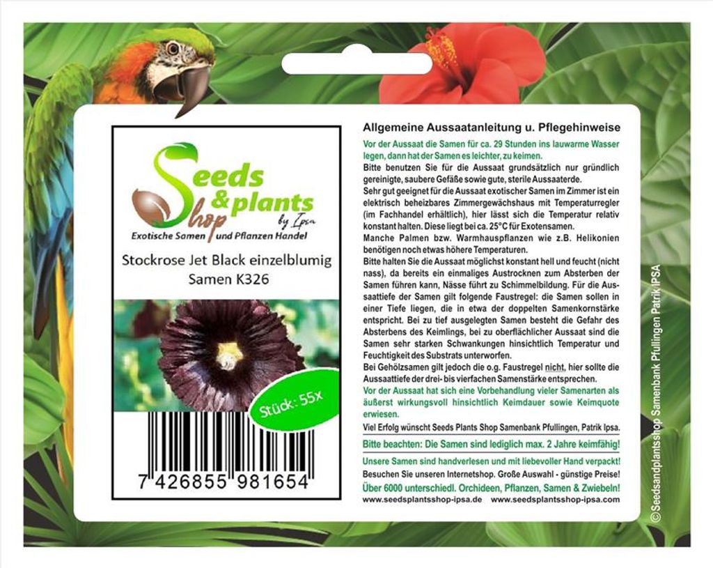 55x Stockrose Jet Black einzelblumig Stockrosen Garten Pflanzen - Samen K326