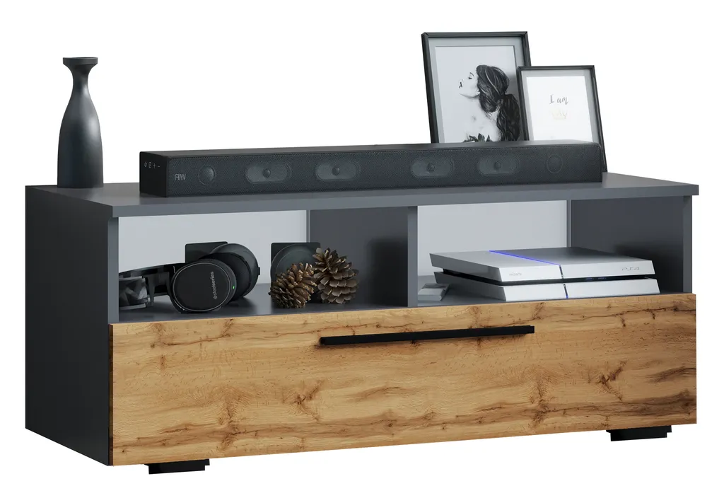 Mobili TV Arila Antracite / miele di quercia A. 39 x L. 95 x P. 40 cm