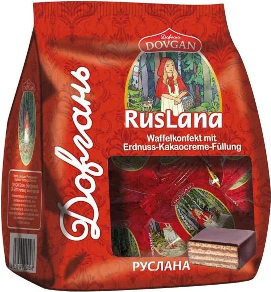 DOVGAN "Ruslana" Waffelkonfekt mit Erdnuss-Kakaocreme-Füllung 200g