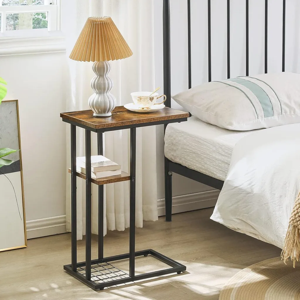 Offerta Set 2 Tavolini YMYNY - Stile Industriale e Ripiano Rete - 7