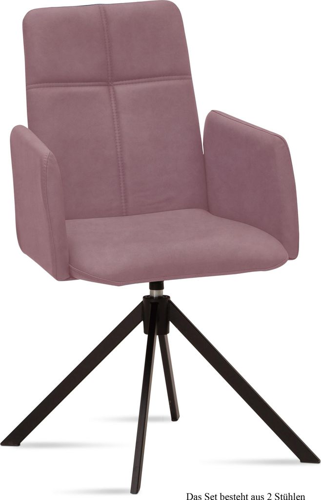 Armlehnstuhl drehbar (2er-Set) Debera 52x92x60 Schwarz/Rosewood