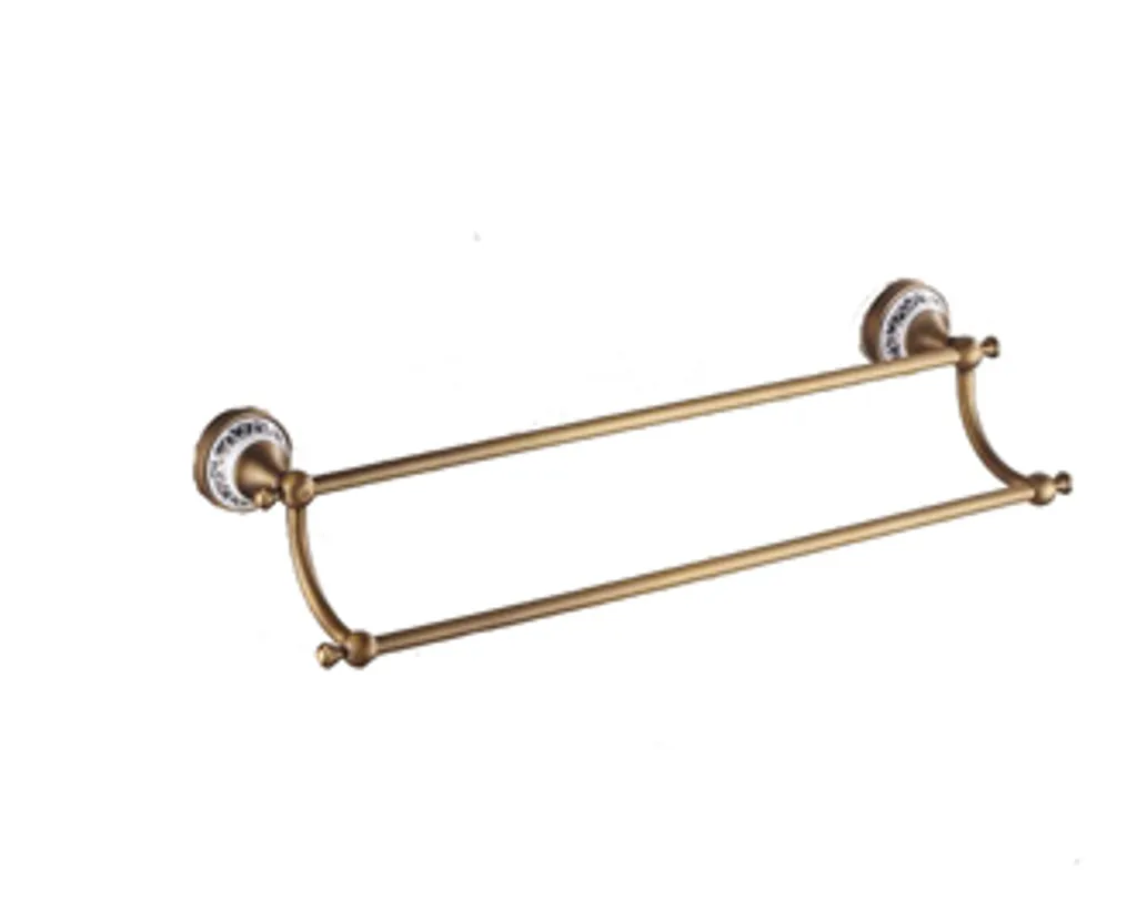Support Serviette Salle de Bain RETRO Laiton Brossé Pose Horizontale