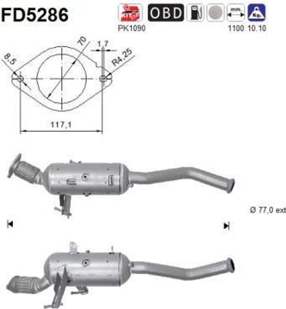 AS FD5286 Ruß-/Partikelfilter, Abgasanlage OE 2002000Q1D kompatibel mit NV400, Movano, Master