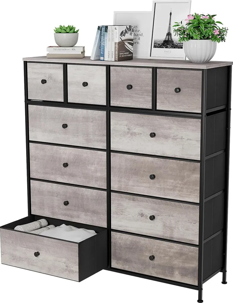 Gagnez de la place avec cette commode 12 tiroirs compacte 110x100x30 cm