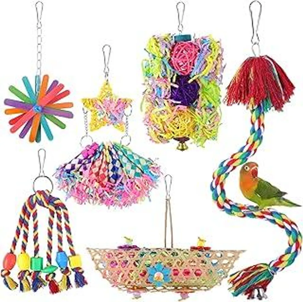 Arredamento Gabbia Pappagalli | Set 6 Pezzi Giochi Colorati