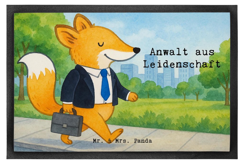 Mr. & Mrs. Panda Fußabstreifer Anwalt Leidenschaft Design 40 x 60 cm - Weiß - Geschenk, Fussmatte, Schmutzfangmatte, Staatsexamen, Jurastudium, T...