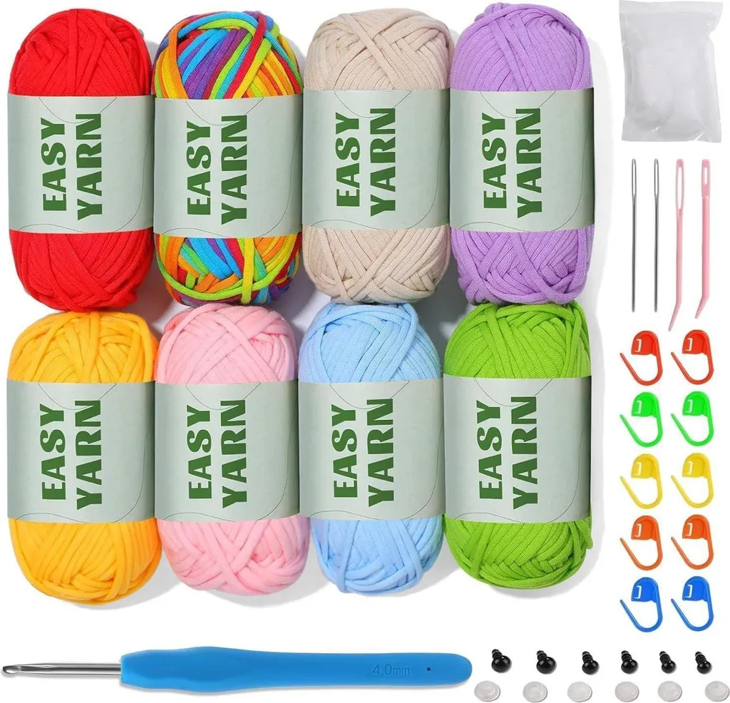 Fil crochet débutant Easy Yarn 8x50g coton épais spécial anti-nœuds