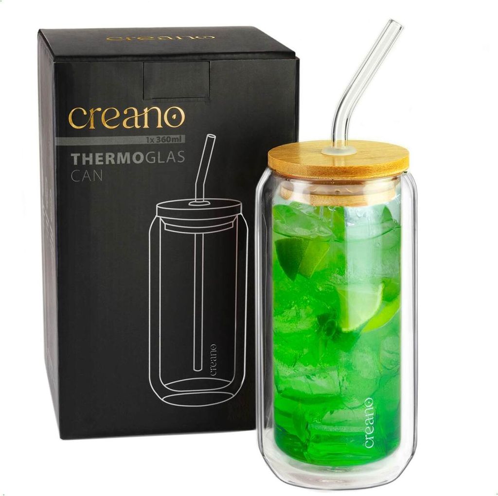 Creano doppelwandiges Trinkglas mit Bambusdeckel & Produktbild 7