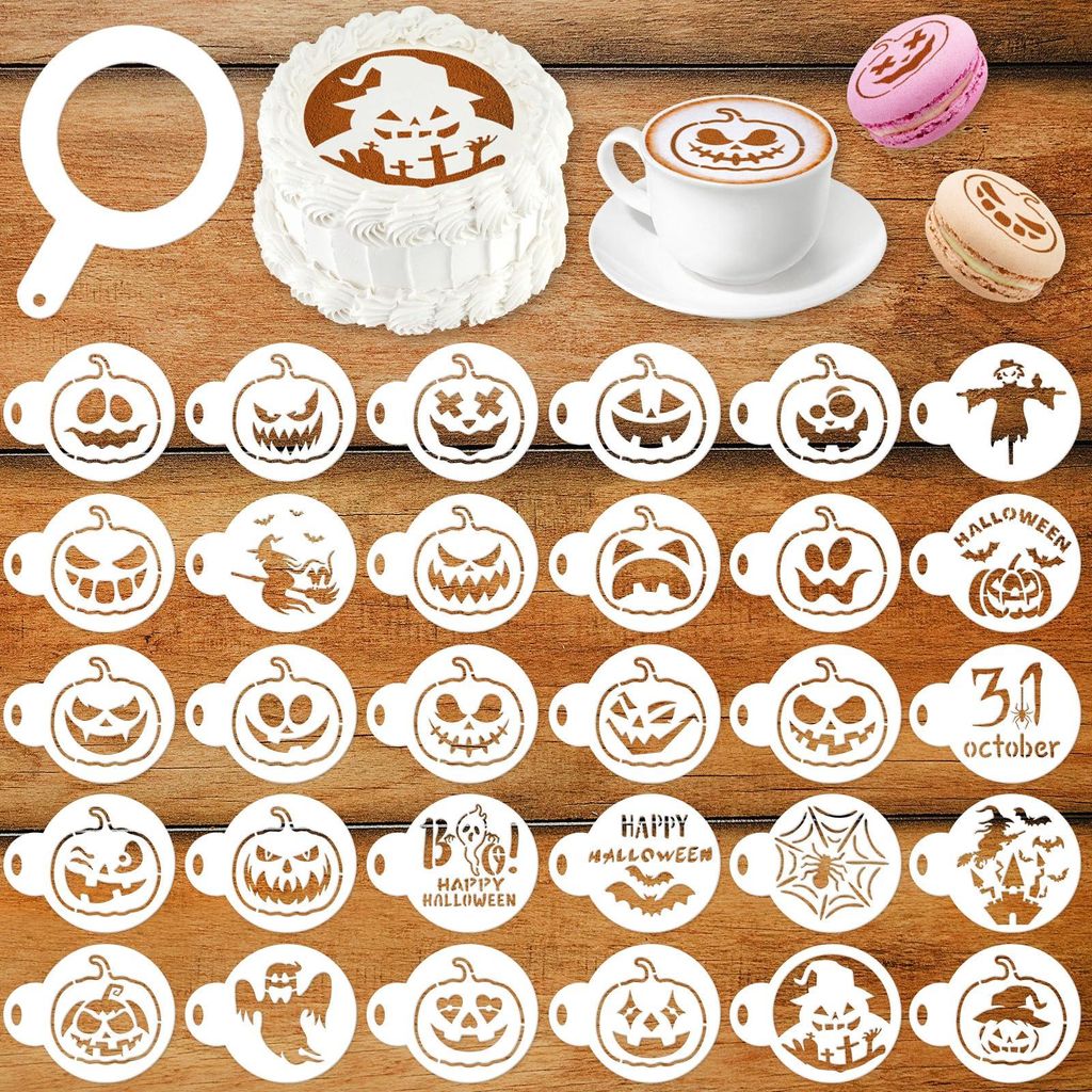 30 Halloween Cookie Stencils, Keksschablonen, Kuchen Dekoration, DIY