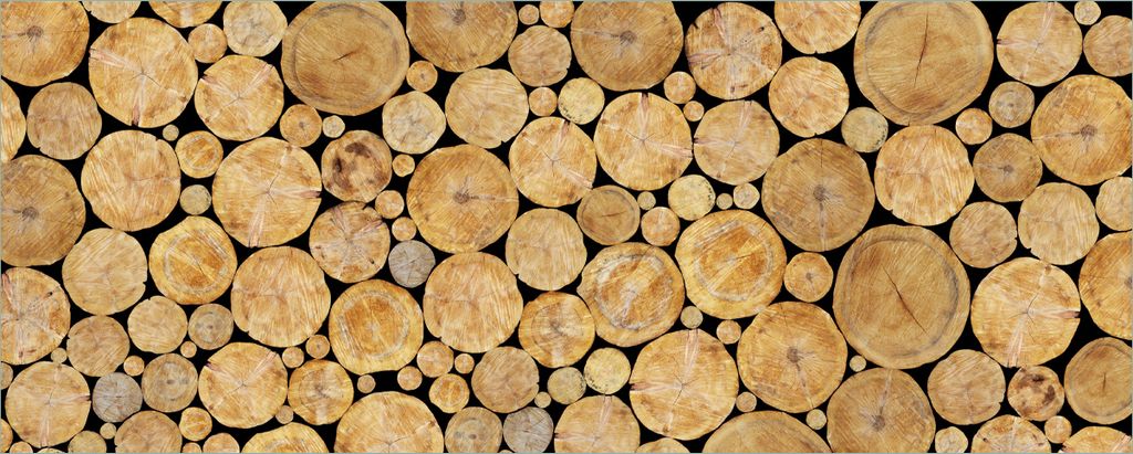 Wallario selbstklebendes Poster - Holzstapel rund, Größe: 50 x 125 cm