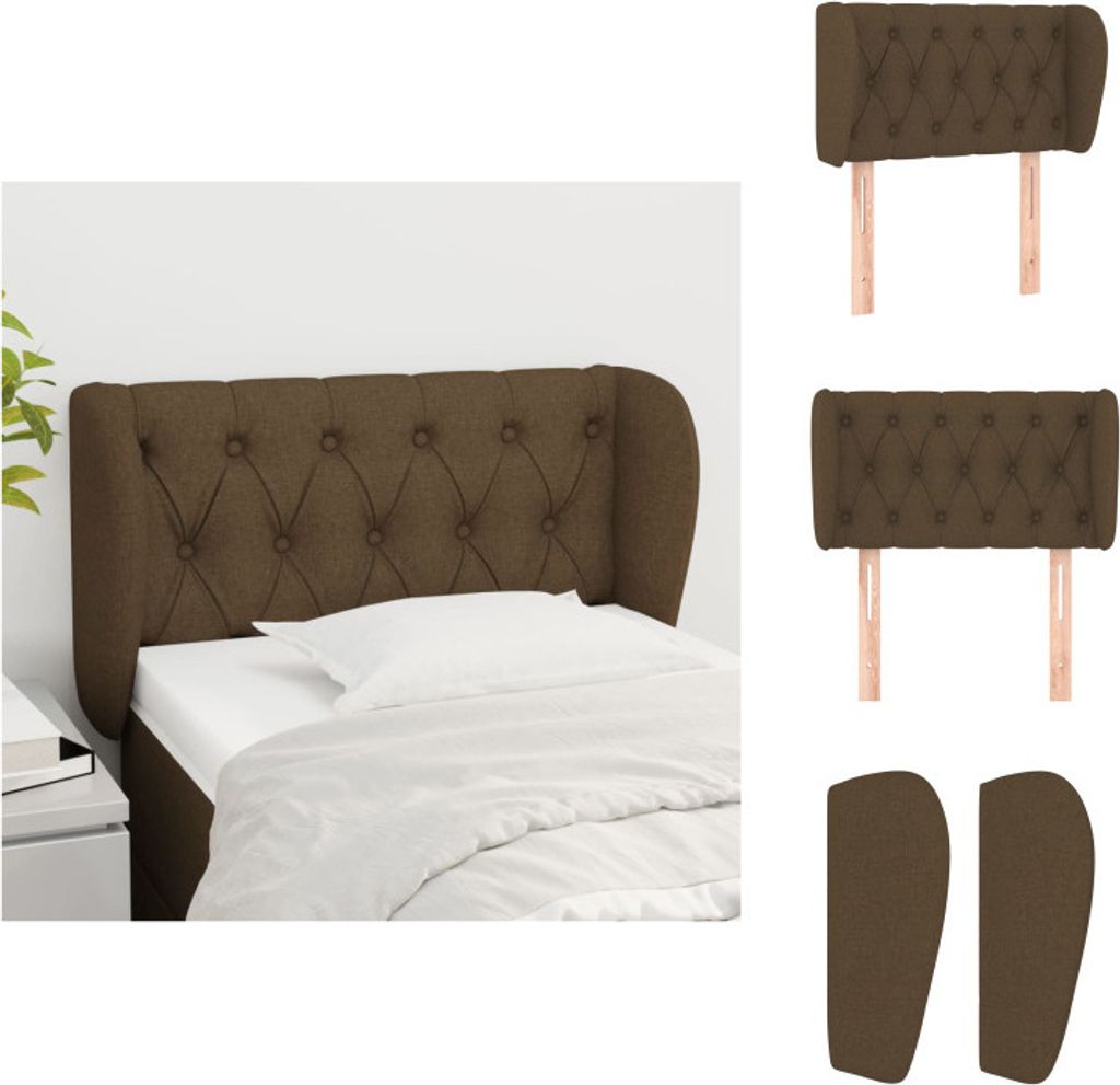 vidaXL Kopfteil mit Ohren Dunkelbraun 83x23x78/88 cm Stoff - Kopf- & Fußenden