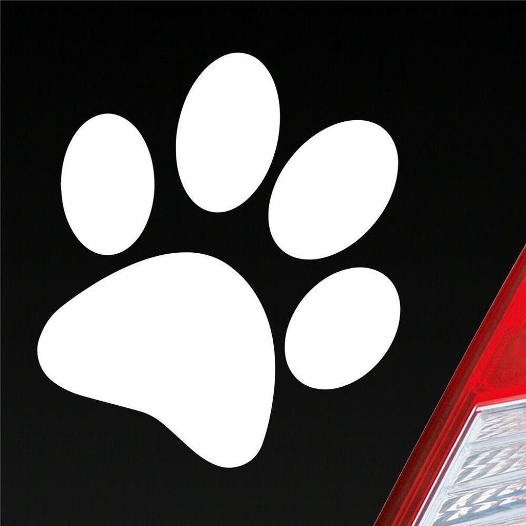 Auto Aufkleber Hundepfote Pfote Hund Fote Tatze 10x11 cm Weiss Matt Sticker Heckscheibenaufkleber