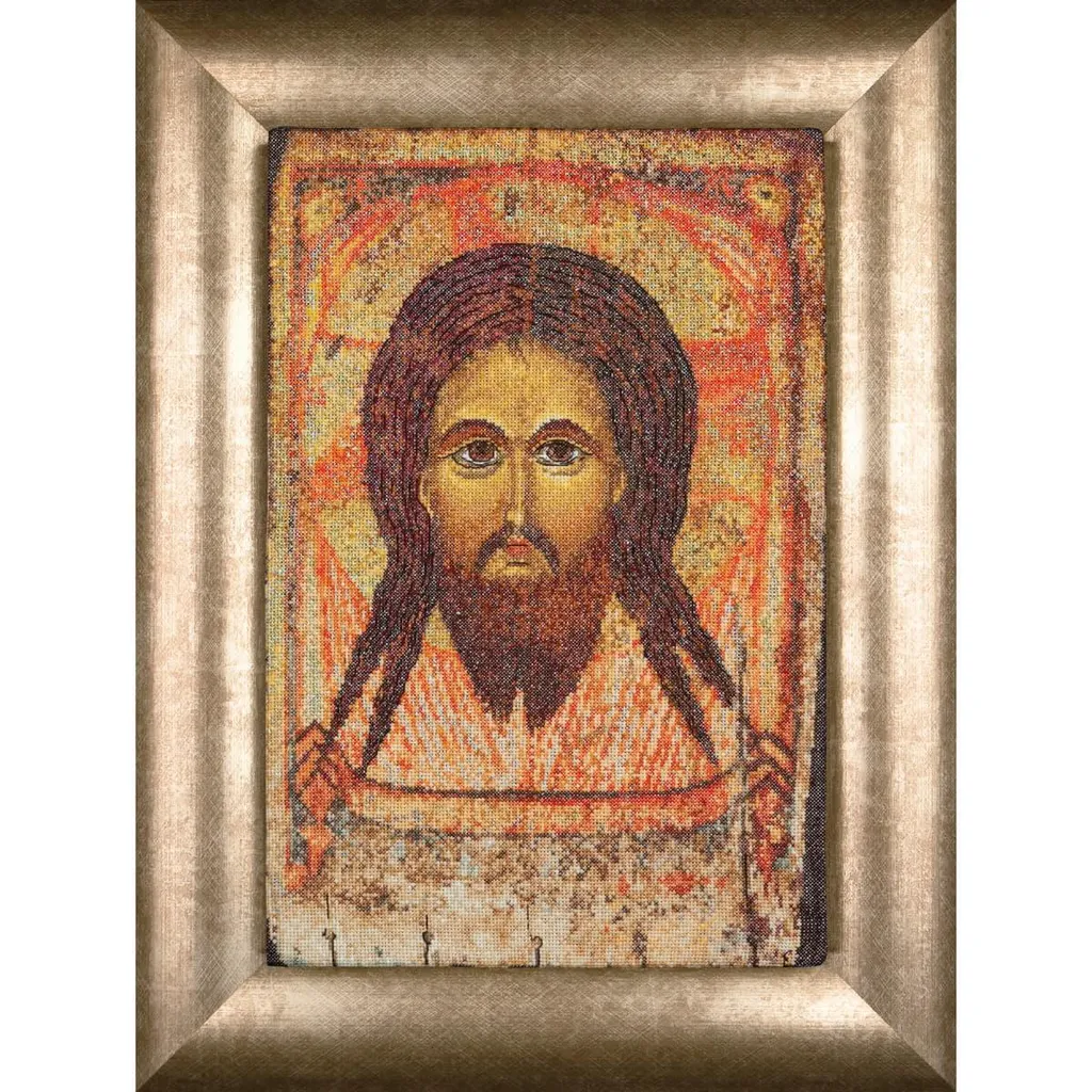 Broderie religieuse Sainte Face pour décoration murale Aida 22x34