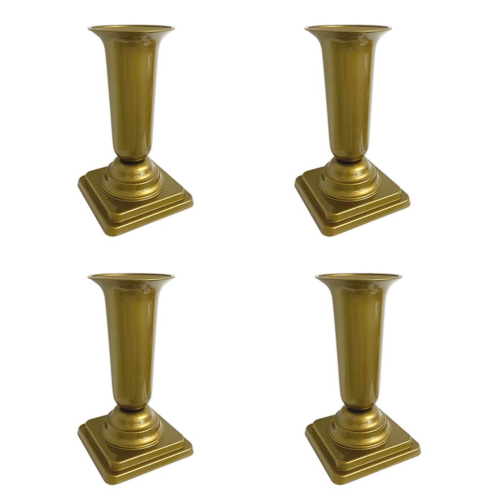 4er Set Grabvase Gold Grabschmuck Kunststoff Friedhofsvase Produktbild 