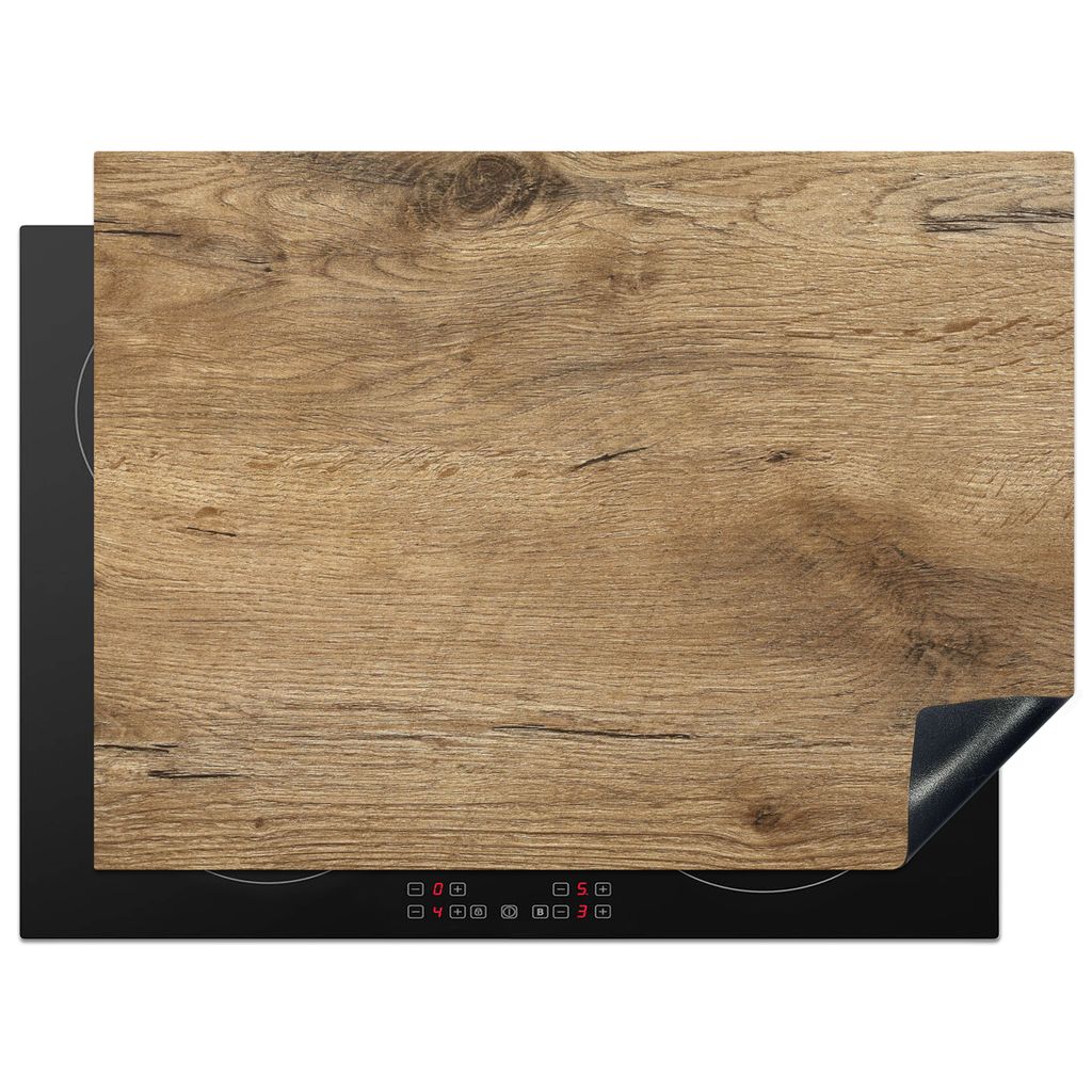 KitchenYeah Herdabdeckplatte Holz - Braun - Holzoptik , 70x52cm, Küche Deko, Glaskeramikkochfeld Herdabdeckung, Abdeckplatte fùr Kochfeld