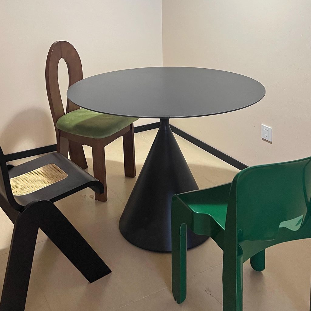 360Home Runder Esstisch Keramik Metallbeine Esszimmertisch Küchentisch Tisch Ø 110cm*75 cm schwarz