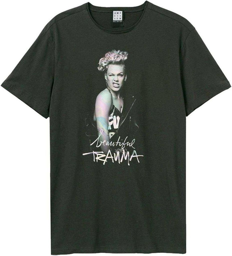 Amplified - "Beautiful Trauma" T-Shirt für Herren/Damen Uni GD4187 (M) (Holzkohle)
