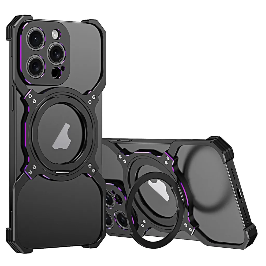 Custodia MagSafe iPhone 15 Pro Telaio Metallo Nero - Shockproof