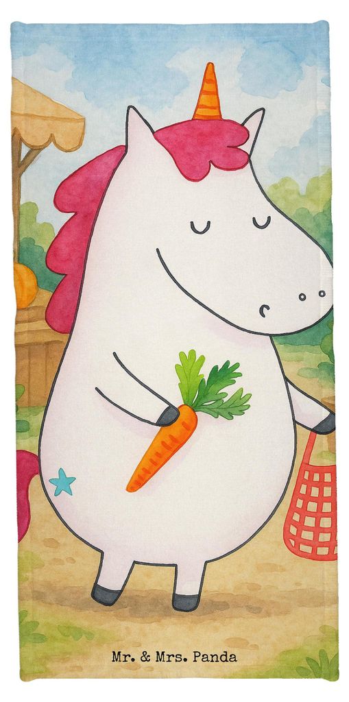 Mr. & Mrs. Panda Strandtuch Einhorn Vegan Design - Weiß - Geschenk, Veganer, sporthandtuch, Badehandtuch, Reisehandtuch, Veganismus, Duschhandtuch...