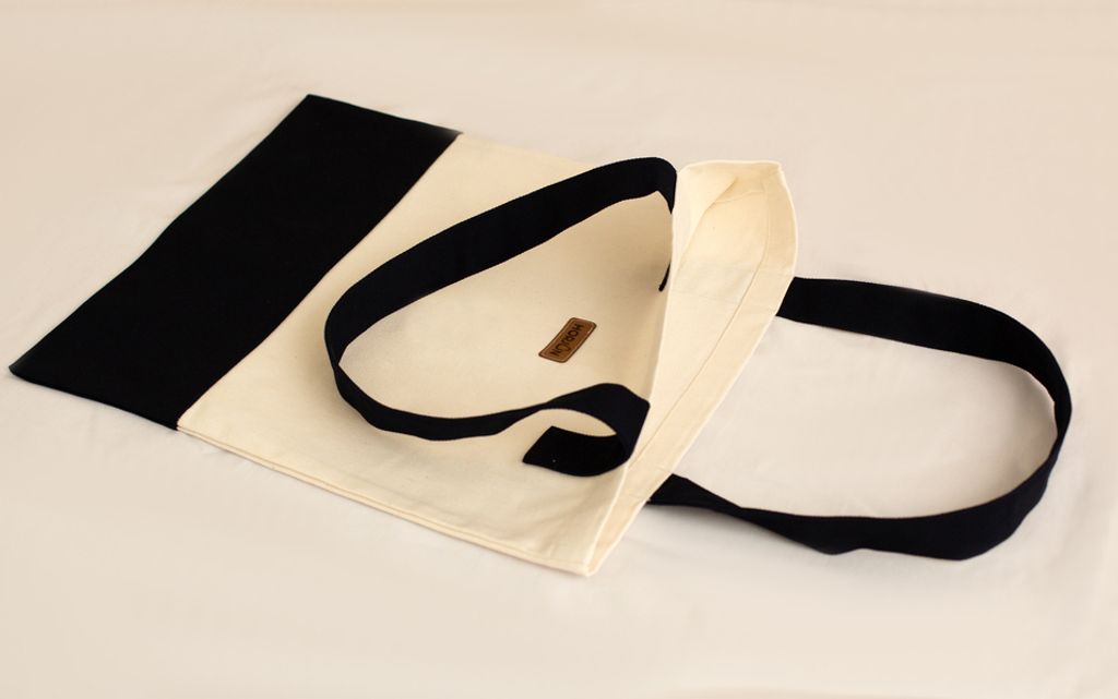 HORJUN Tragetasche Beuteltaschen, Baumwolltaschen, 100% Baumwolle, Gabardine Stoff Schwarz