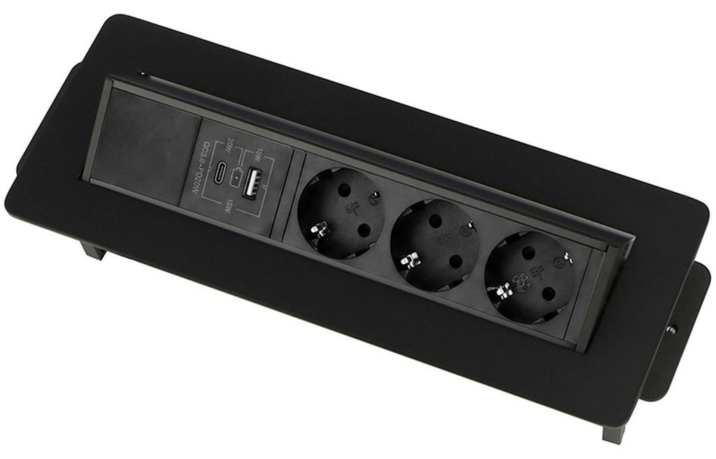 Design Light FLIX BOX, Typ Schuko, mattschwarz, 3x 230V AC Produktbild 