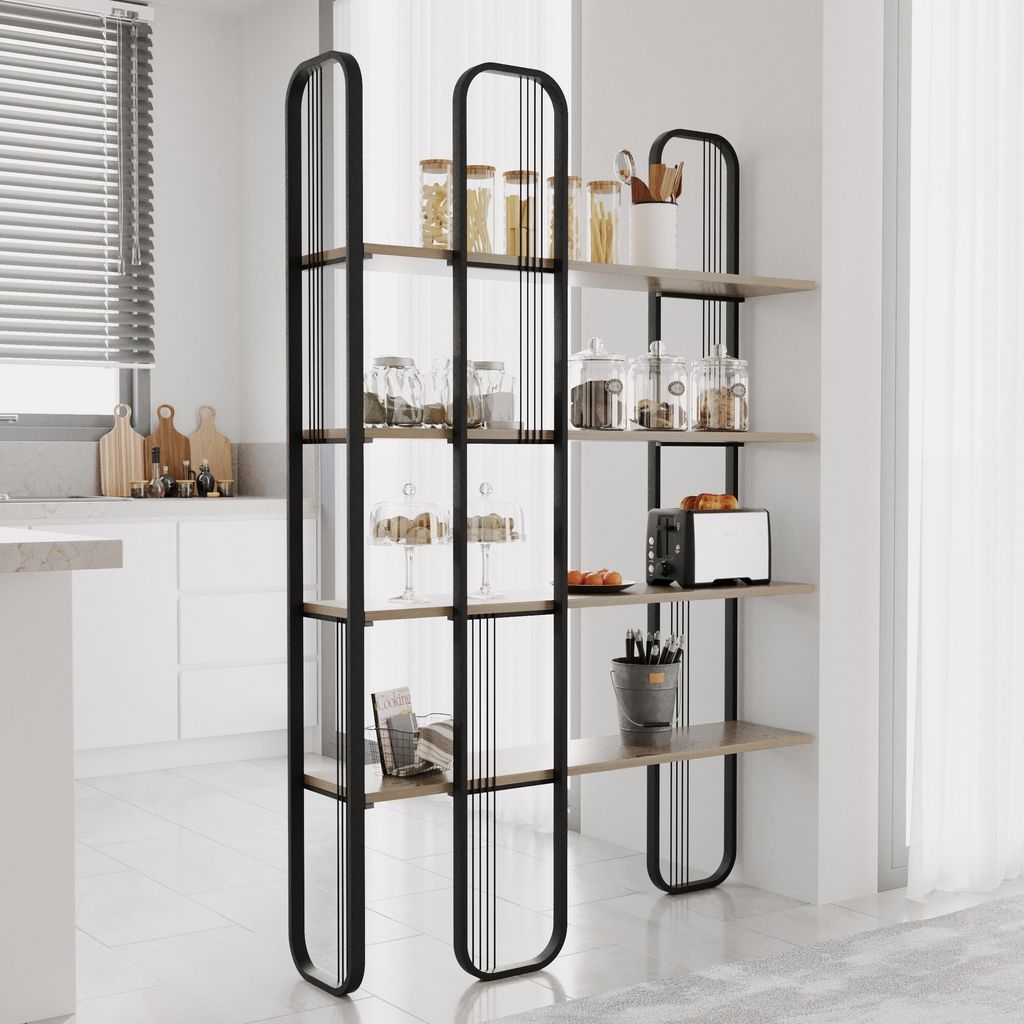 Skye Decor, Sierra - Black, Bücherregal, Schwarz, 125 x 28 x 180 cm