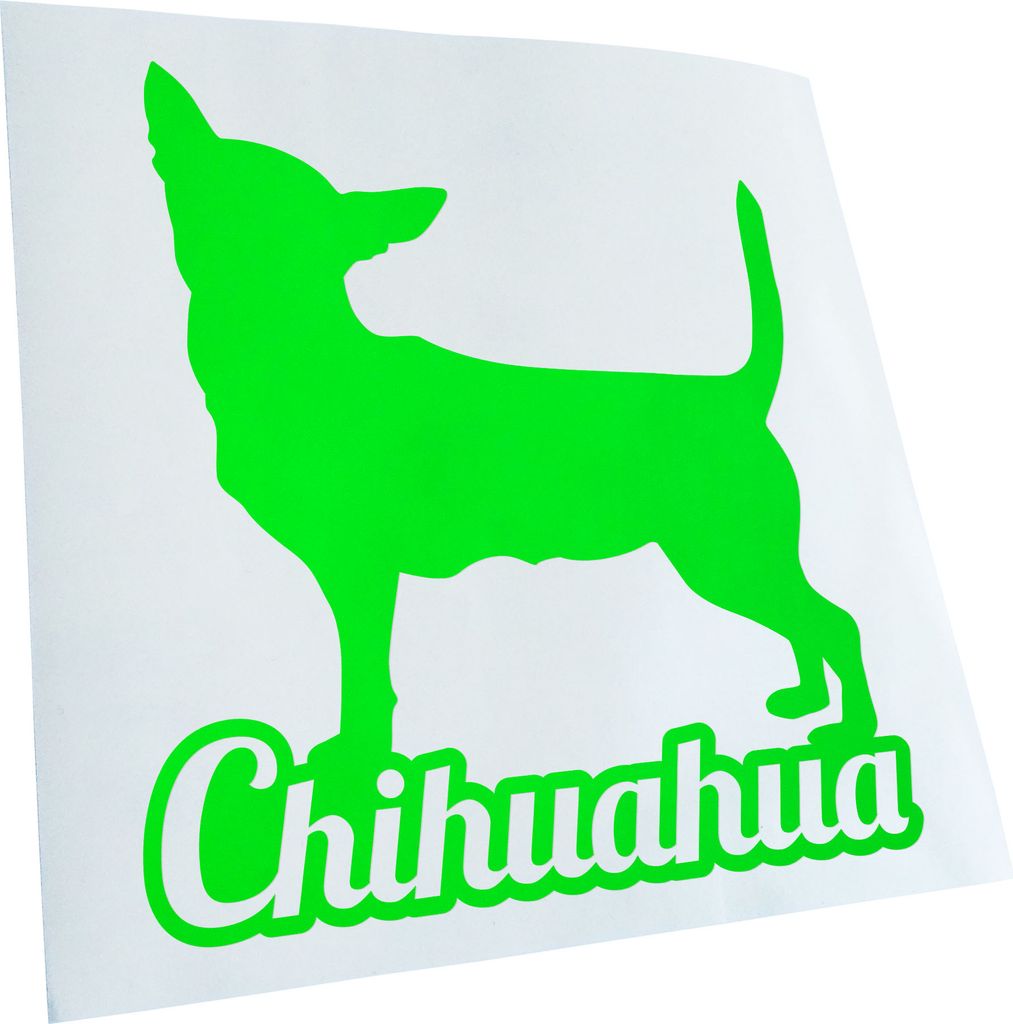 Kiwistar - Autoaufkleber - Chihuahua mit Name Techichi Heckscheibenaufkleber - Aufkleber für Auto Kfz Fahrrad, LKW, Truck Mofa