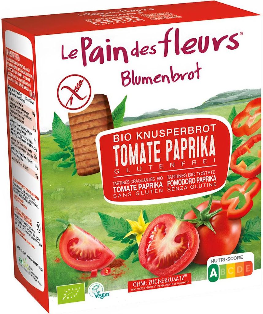 PIECZYWO CHRUPKIE POMIDOROWO - PAPRYKOWE BEZGLUTENOWE BIO 150 g - LE PAIN DES FLEURS
